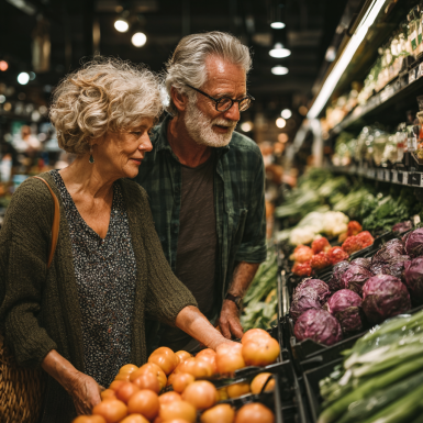 Чоловік середнього віку з здоровими продуктами