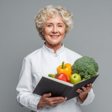 Група людей старшого віку з здоровою їжею